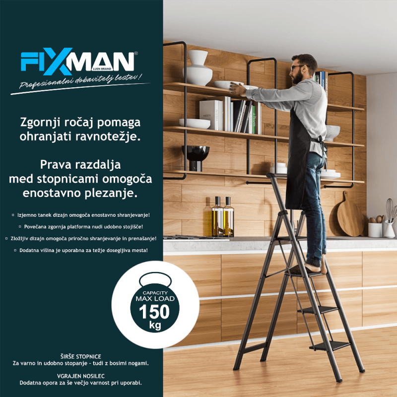 domača lestev 4 (1) 3-stopenjske aluminijaste zložljive lestve