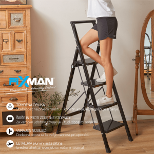 domača lestev 7 (1) 3-stopenjske aluminijaste zložljive lestve