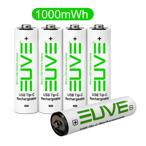 EUVE 10000 mWh USB-C polnilne baterije AAA – komplet 5 kosov