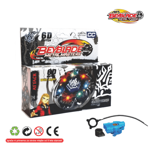 Beyblade 6D z lučko – Gravity Perseus svetleča vrtavka za dinamične bitke