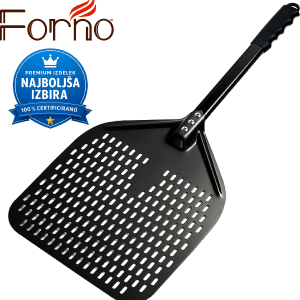 Forno pizza lopar – perforiran aluminij Pizza lopar Forno z perforirano aluminijasto ploščo in ročajem