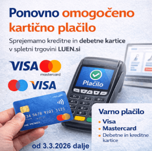 Kartično plačilo v spletni trgovini LUEN.si – sprejemamo kreditne in debetne kartice