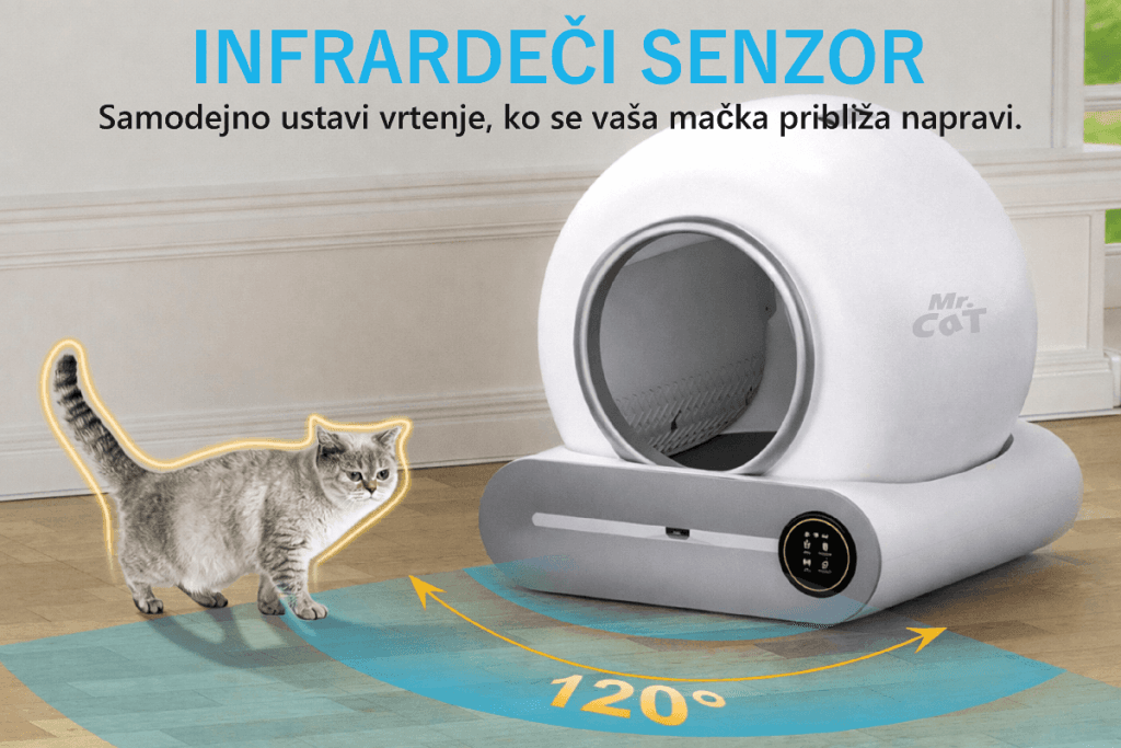avtomatsko mačje stranišče PetCare z infrardečim senzorjem