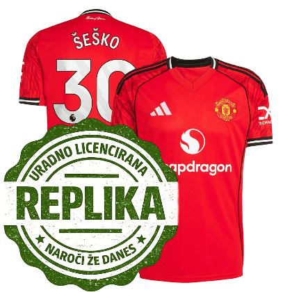 Dres Benjamin Šeško Manchester United 30 replika nogometni dres rdeč