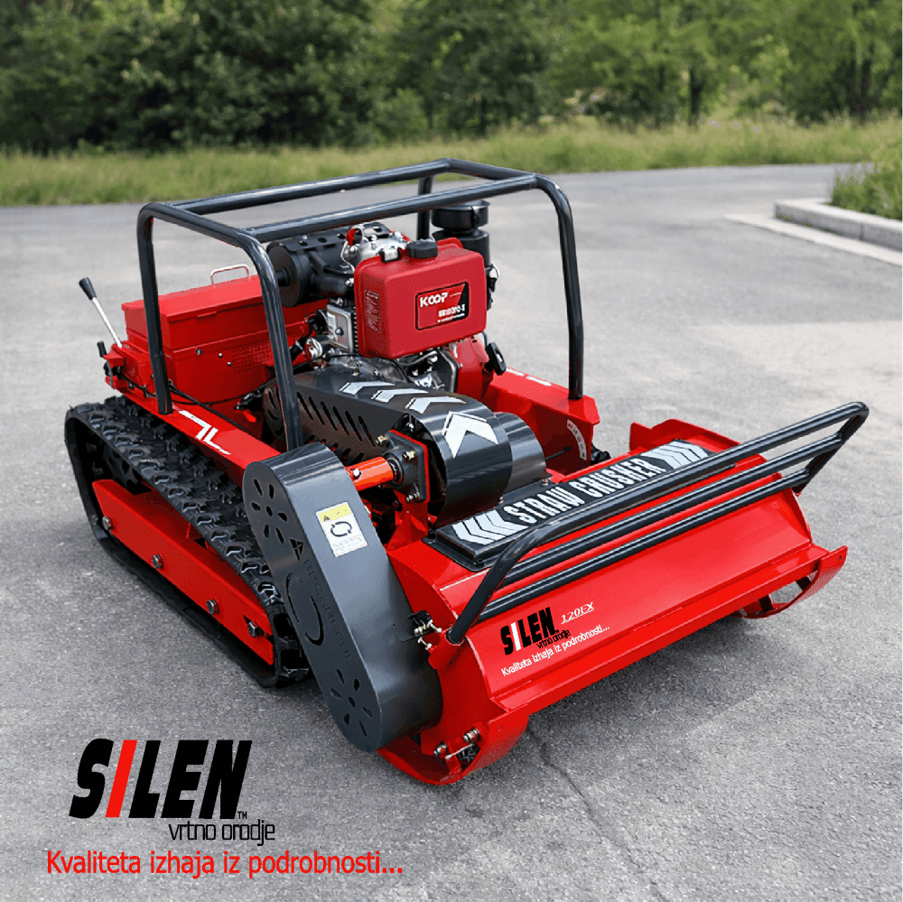 Daljinsko voden rotacijski mulčer 120 cm za košnjo trave in zahtevnih terenov