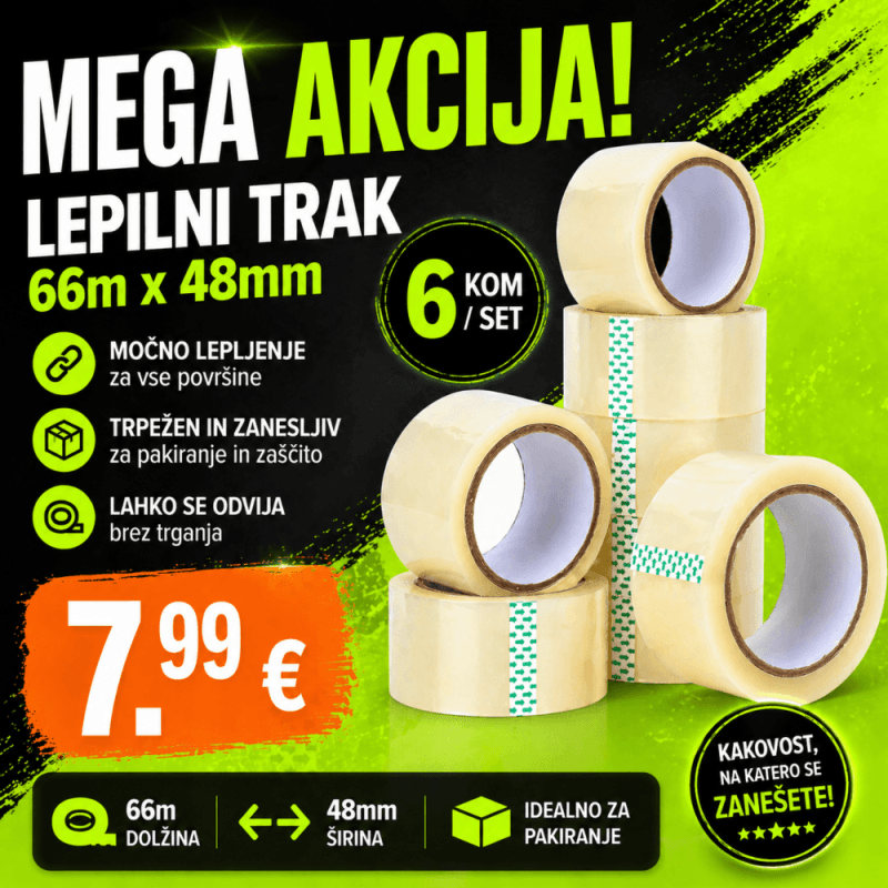 Lepilni trak 6 kom  66m x 48 mm