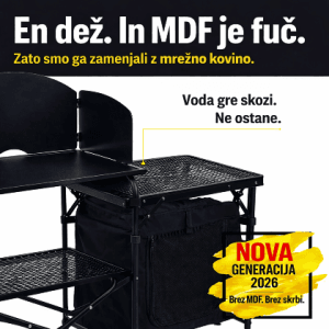 Kamp kuhinja iz aluminija z mrežno kovino – brez MDF, odporna na dež in vlago