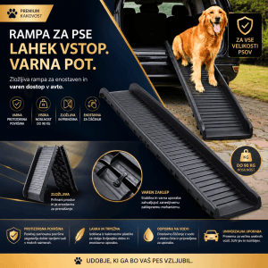 Premium zložljiva rampa za pse za varen vstop v avto – lahka in prenosna