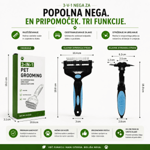 3IN1Tangler, dvostranska krtača za odstranjevanje odpadle dlake in poddlake