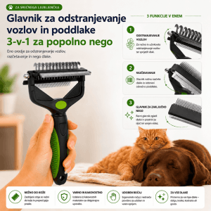 3IN1Tangler, dvostranska krtača za odstranjevanje odpadle dlake in poddlake