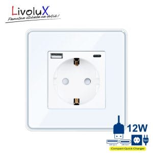 vtičnice 2D b LivoluX SMART BASIC vtičnica + USB A+C 12W