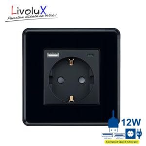 vtičnice 2D č LivoluX SMART BASIC vtičnica + USB A+C 12W