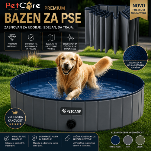 PET CARE Premium bazen za pse | Luen.si PET CARE zložljiv bazen za pse na voljo na Luen.si – trpežen bazen z nedrsečim dnom in hitrim praznjenjem