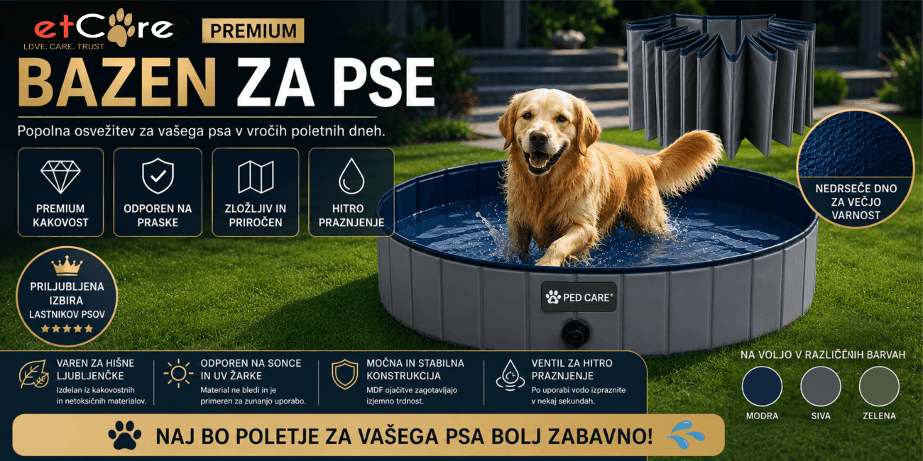 PET CARE zložljiv bazen za pse na voljo na Luen.si – trpežen bazen z nedrsečim dnom in hitrim praznjenjem