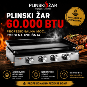Plinski žar Ognjeni Mojster 60000 BTU – profesionalni plinski žar z 4 gorilniki