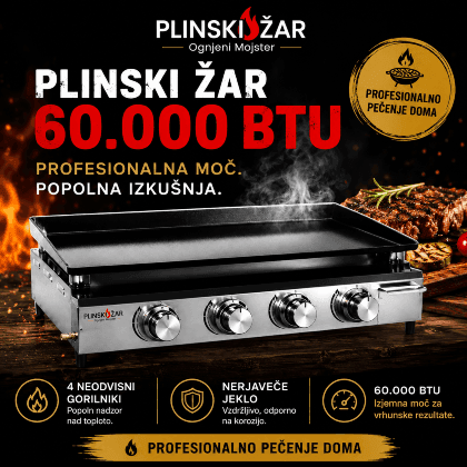 Plinski žar Ognjeni Mojster 60000 BTU – profesionalni plinski žar z 4 gorilniki