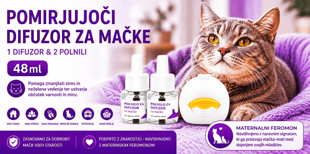 Mr. Cat pomirjujoči feromoni za mačke – difuzor komplet z 2 polniloma 48 ml
